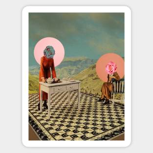 Wild Tea Party - Surreal/Collage Art Sticker
